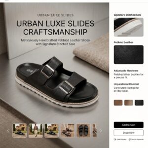 Urban Luxe Double-Buckle Slides